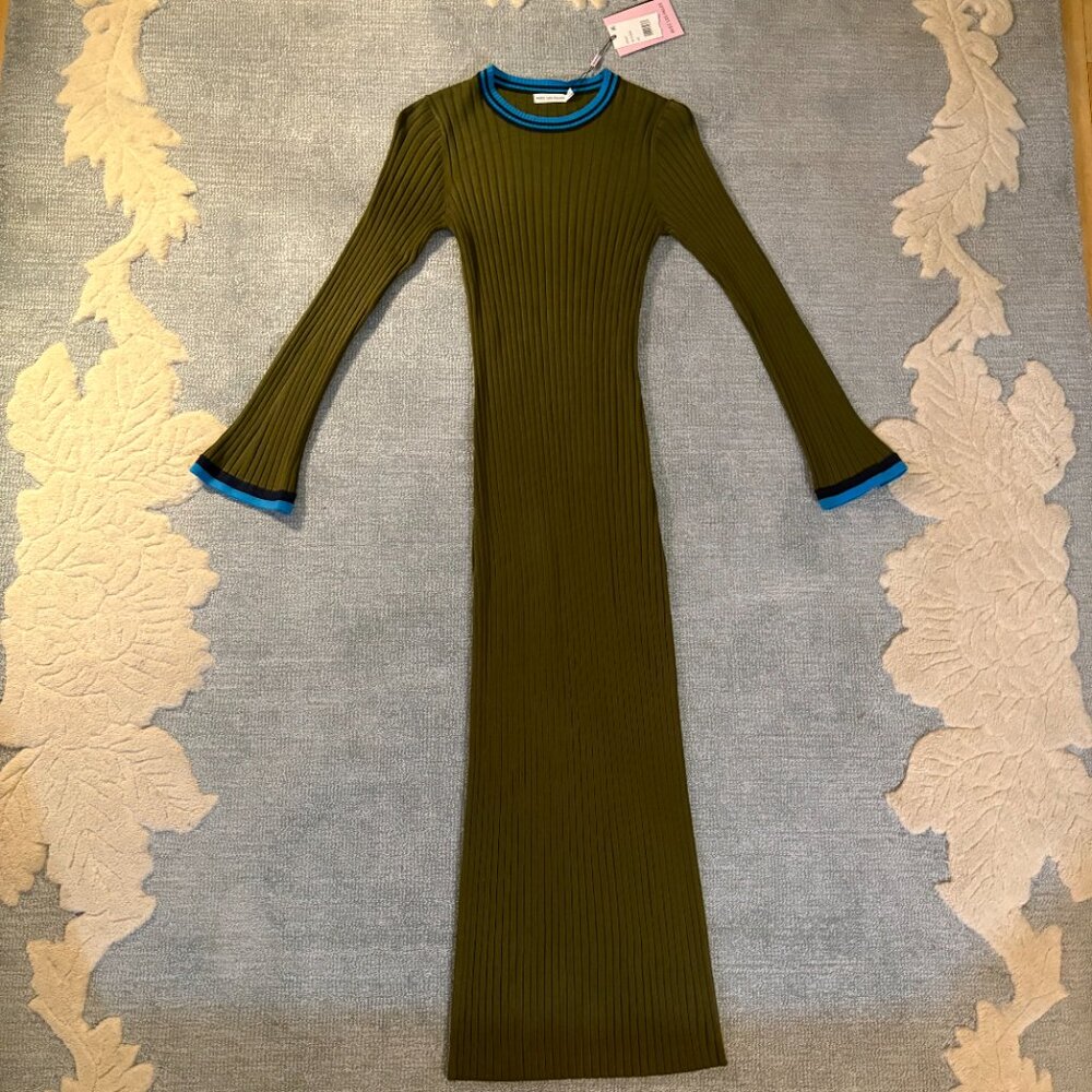 Avec Les Filles Contrast Trim Maxi Sweater Dress (XS, NWT)